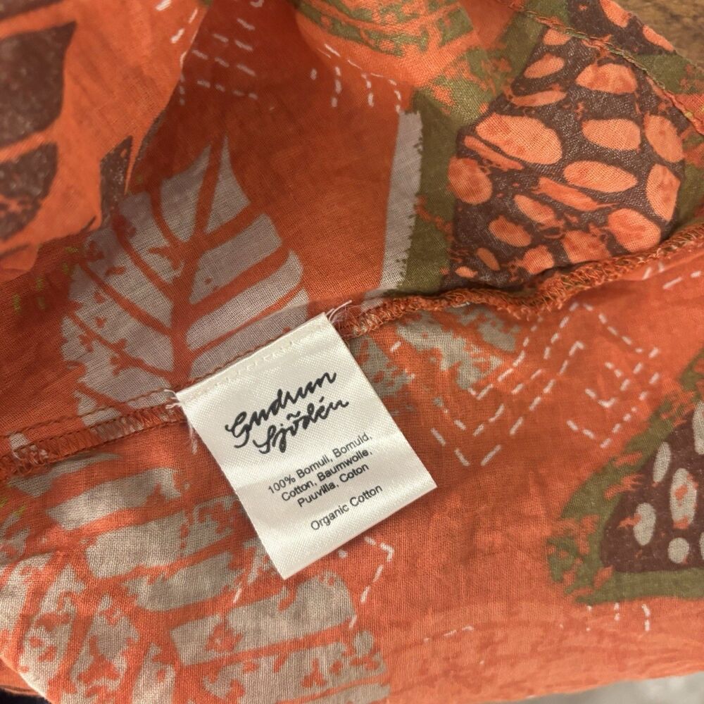 Gudrun Sjöden Organic Cotton Leaf-Print Shift Dress Orange Pullover Size Small - Picture 6 of 8